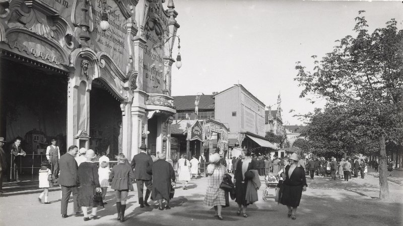 Schwarz-weiß Foto des Wiener Praters aus den 1920er Jahren