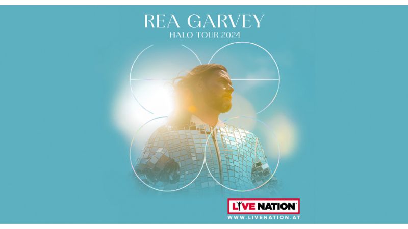 Rea Garvey Tourplakat mit hellblauem Hintergrund