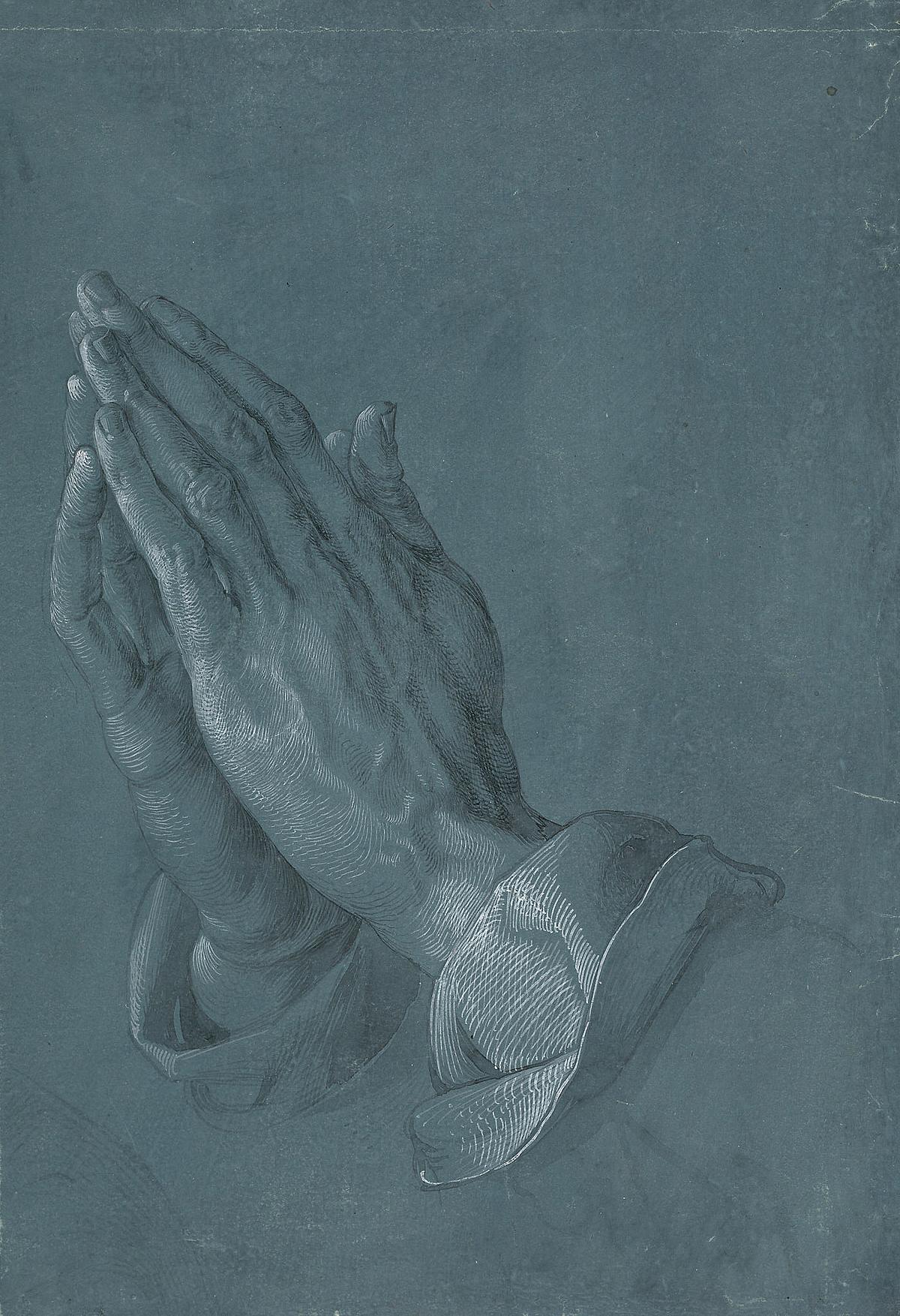 Zeichnung von gefalteten und betenden Händen des Malers Dürer