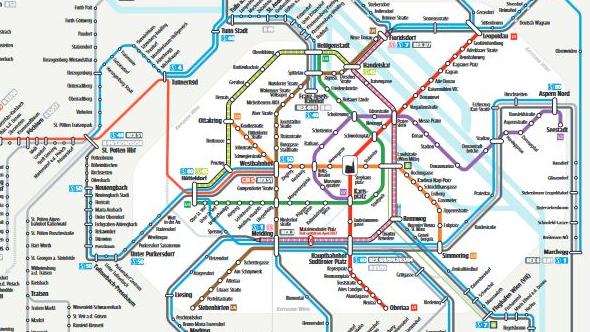 Netzplan Schnellbahnen Nahverkehr Großraum Wien