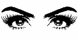 Ein Bild in Schwarz-Weiß gehalten, auf dem ein Augenpaar mit langen, geschwungenem oberen wImpernkranz.