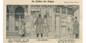 Karikatur zur Schließung von Theatern