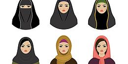 Sechs Frauen, die eine Form von Kopftuch tragen