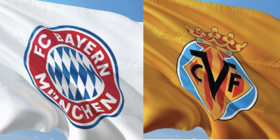 Die Flaggen von FC Bayern München und FC Villareal
