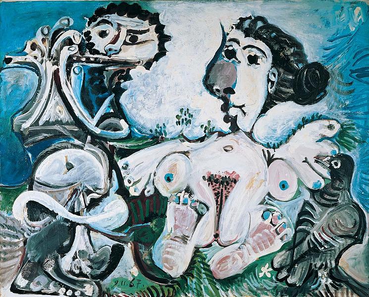 Kunstwerk Nackte Frau mit Vogel von Picasso in der Albertina Wien zu sehen
