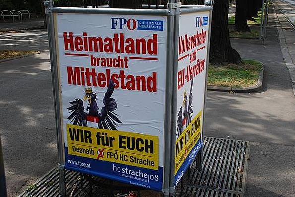 FPÖ Plakat NRW 2008 Österreich mit Slogan: Heimatland braucht Mittelstand