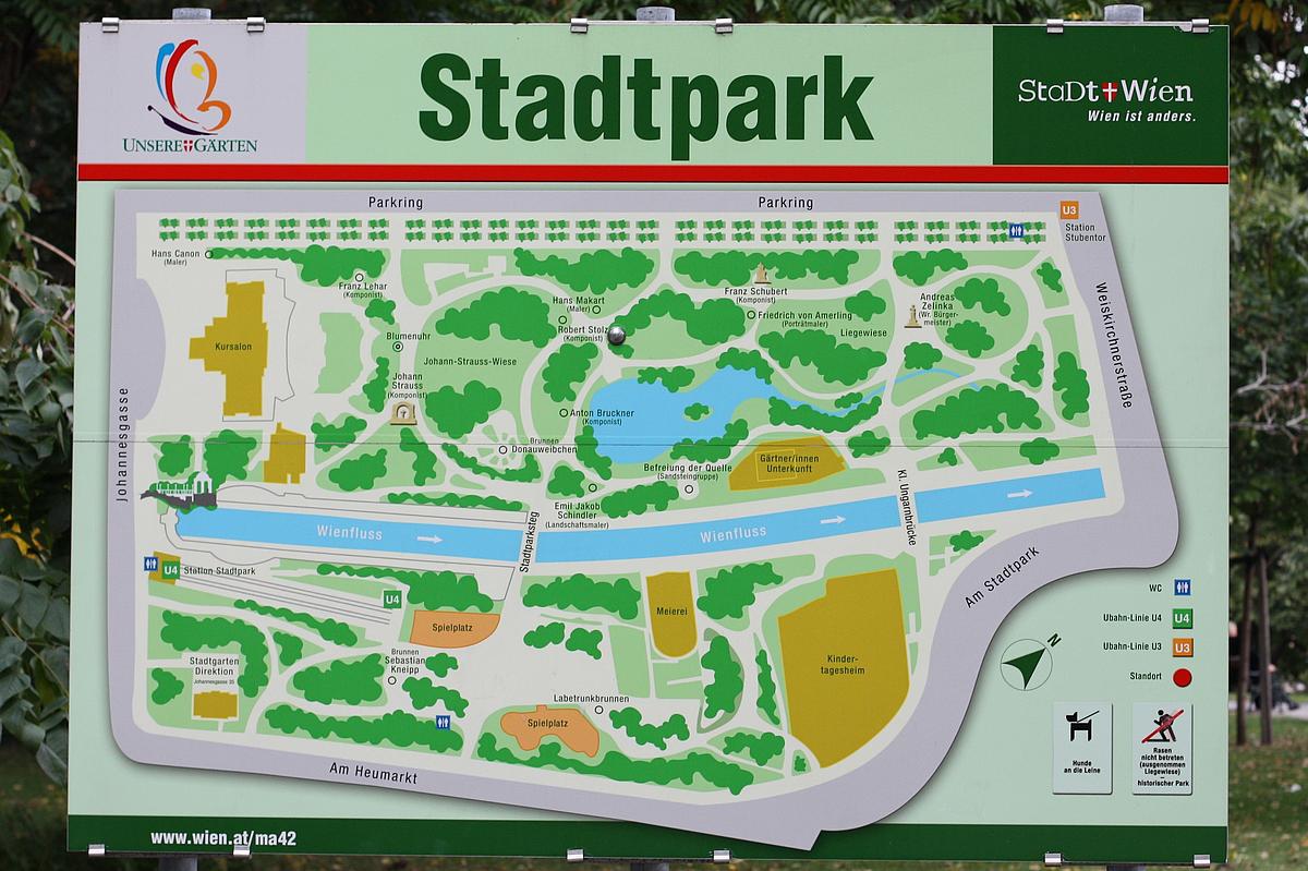Map Stadtpark Wien mit Wienfluss