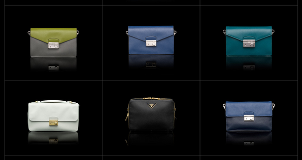 Prada Taschen in Olivfarben, Blau, Petrol, Weiß und Schwarz
