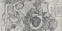 Schwarzweiß-Karte von Wien, von einem französischen Kartographen 1780 für seinen König gezeichnet.
