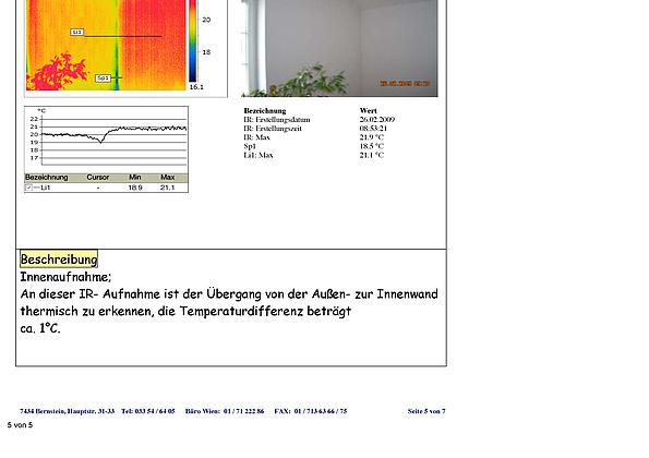 Dokument Thermografische Inspektion Musterhaus abfotografiert