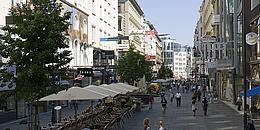 Einkaufsstraße in Wien, Menschen beim Einkaufen
