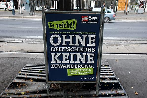 Wahlplakat ÖVP NRW 08 mit Ohne Deutschkurs keine Zuwanderung