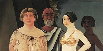 Drei Frauen in Unterwäsche und ein griechischer Philosoph