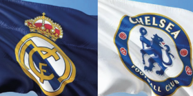 Die Flaggen von Real Madrid und FC Chelsea