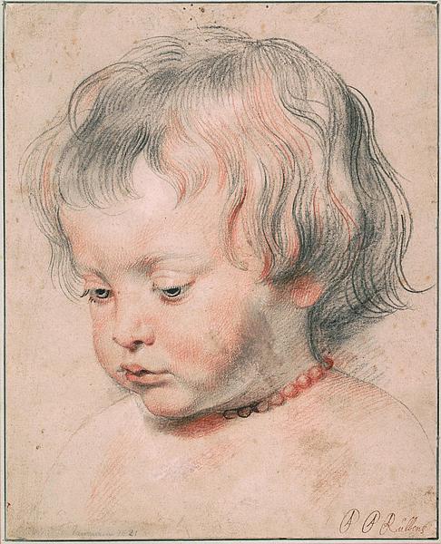 Rubens‘ Sohn Nikolas mit XY mit einem Jahr, als eine der reizvollsten Zeichnungen der Albertina.
