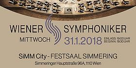 Plakat Wiener Symphoniker, brauner Flyer mit Schrift
