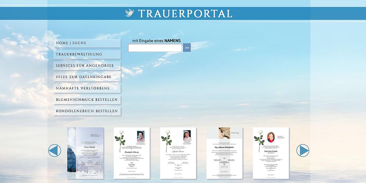 Homepage Trauerportal