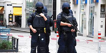 Schwer bewaffnete Polizisten in Wien