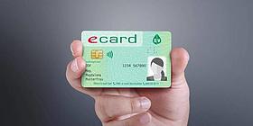 E-Card grün mit schwarz weißem Foto rechts unten