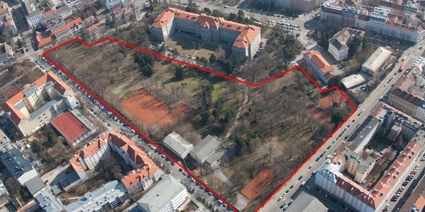 Eine Luftbildaufnahme der Körner Kaserne in Wien