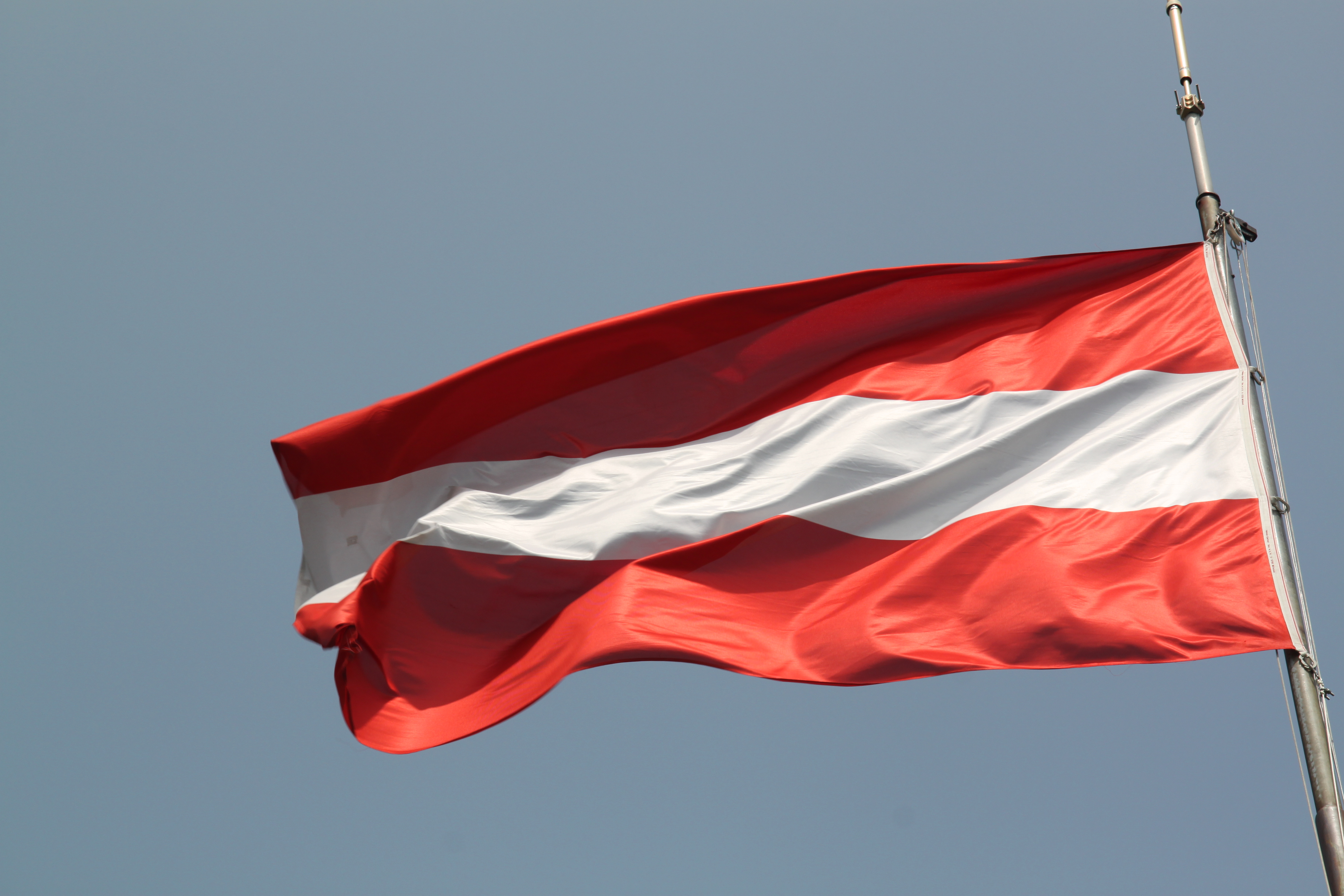 Österreichische Nationalflagge mit Masten 