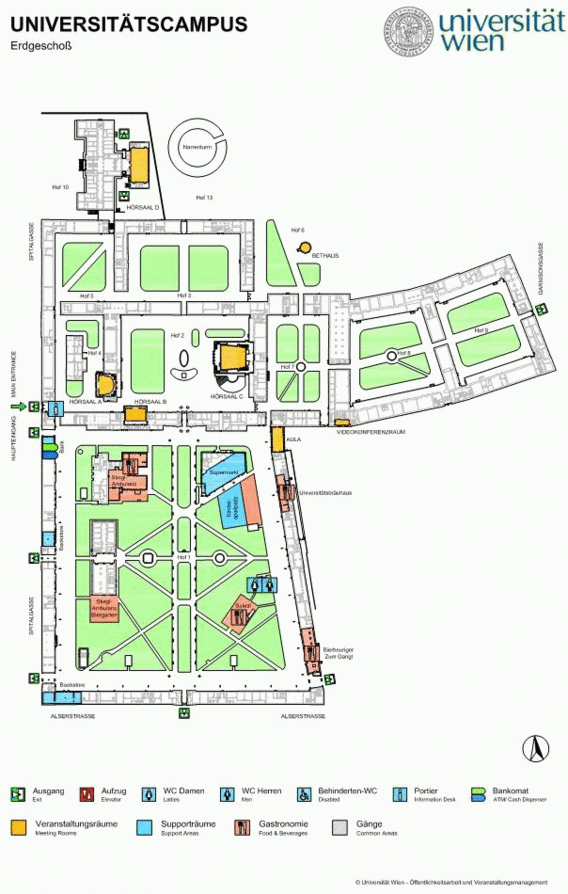 Plan des Universitätscampus am Altes AKH