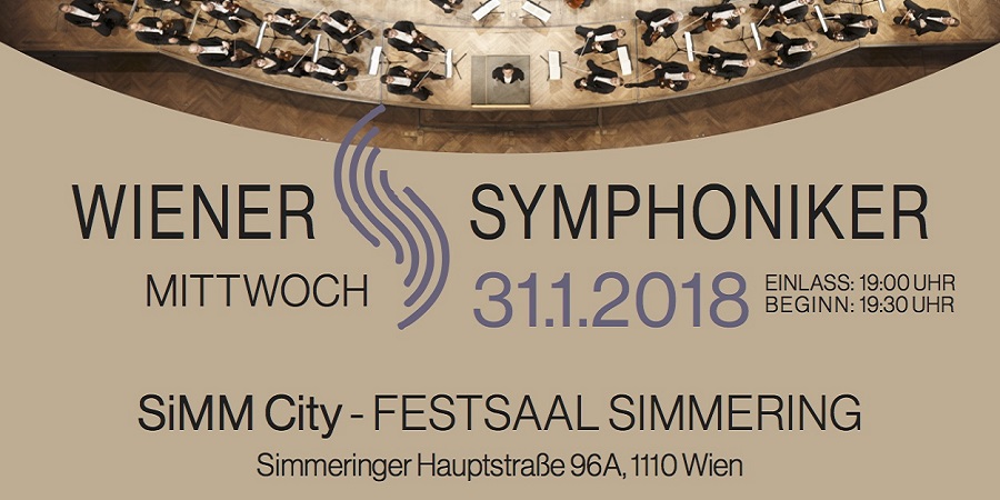 Plakat Wiener Symphoniker, brauner Flyer mit Schrift