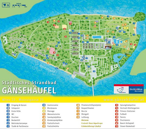 Karte der Stadt Wien vom Strandbad Gänsehäufel