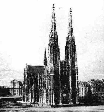 Alte Schwarz-weiß-Aufnahme der Votivkirche