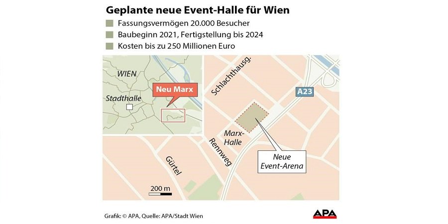 Location für die neue Mehrzweckhalle in Wien