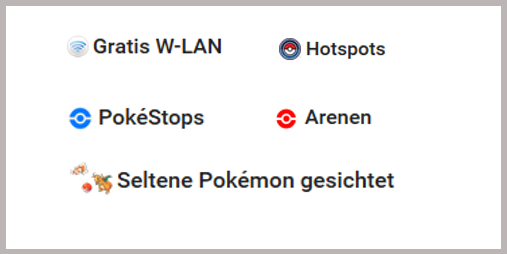 Legende für die Pokémon Go Karte für Österreich.