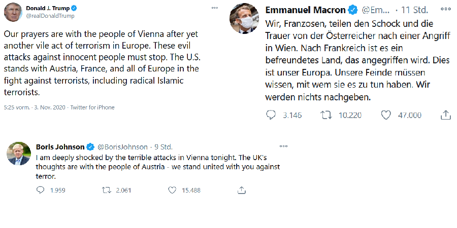 Reaktionen Anschlag Wien