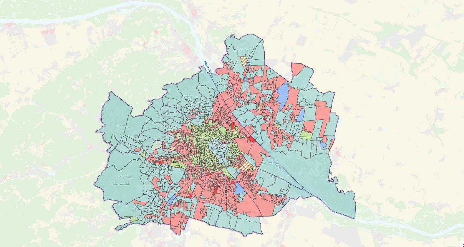 Wien Karte mit den Ergebnissen der Nationalratswahl 2019