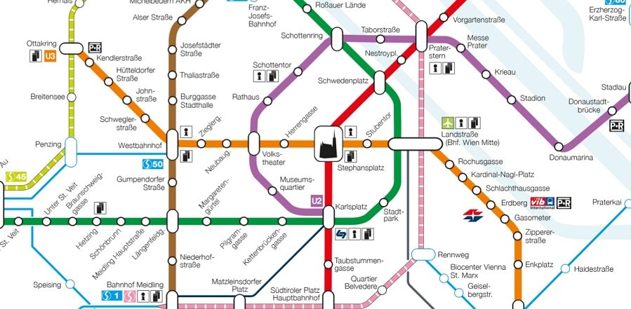 U Bahn Netzplan der Stadt Wien