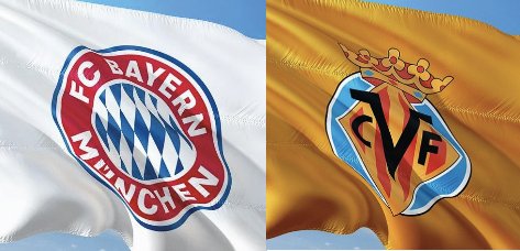 Die Flaggen von FC Bayern München und FC Villareal