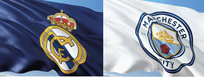 Die Wappen von Real Madrid und Manchester City