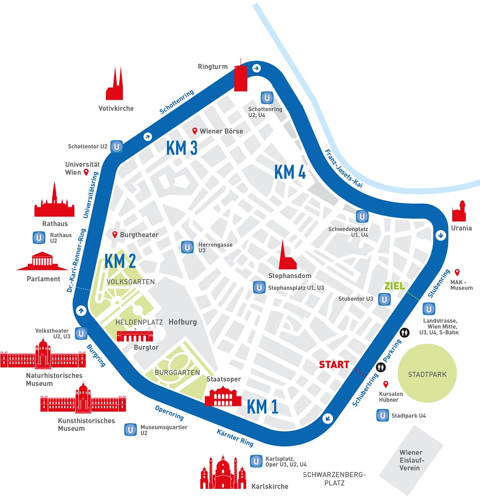 Karte Vienna Night Run: Streckenverlauf auf der Map